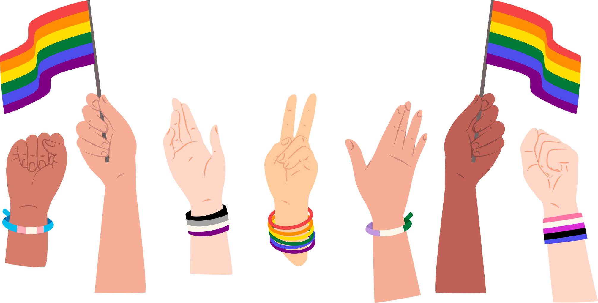 LGBTQIA+ Pride Hands Illustration